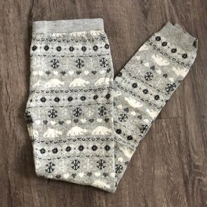 Gray Polar Bear Patterned Leggings